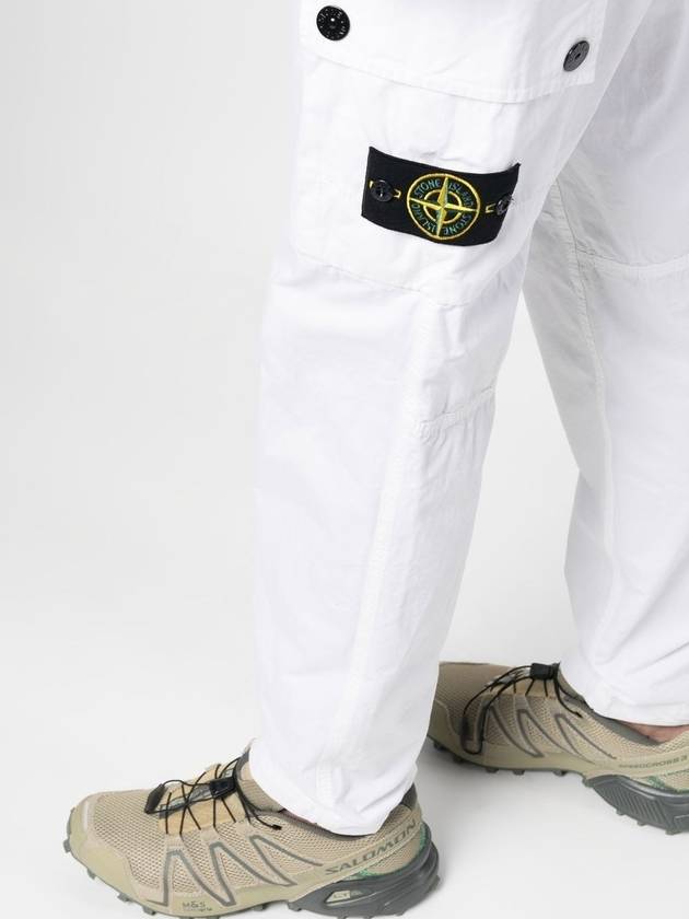 Men's Wappen Patch Cargo Track Pants White - STONE ISLAND - BALAAN 6