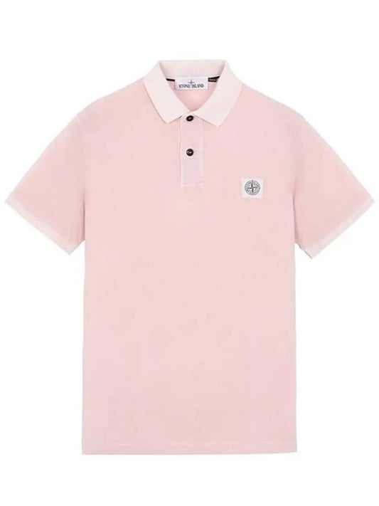 Men's Logo Wappen Short Sleeve PK Shirt Pink - STONE ISLAND - BALAAN 2