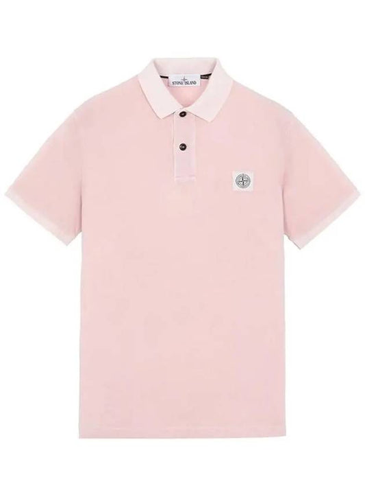 Logo Patch Washing Polo Shirt Pink - STONE ISLAND - BALAAN 2