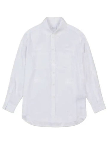 Silk jacquard oversized shirt optic white - BURBERRY - BALAAN 1