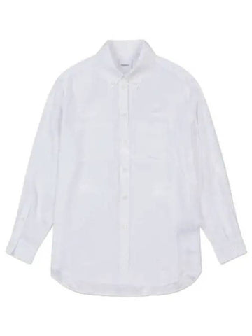 Silk Jacquard Oversized Shirt Optic White - BURBERRY - BALAAN 1