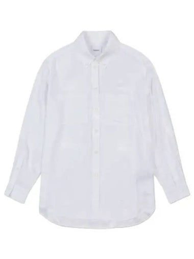 Silk Jacquard Oversized Shirt Optic White - BURBERRY - BALAAN 1