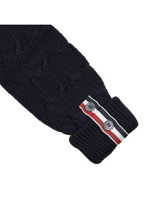 Merino Crisscross Cable Stitch Crewneck Knit Top Navy - THOM BROWNE - BALAAN 7