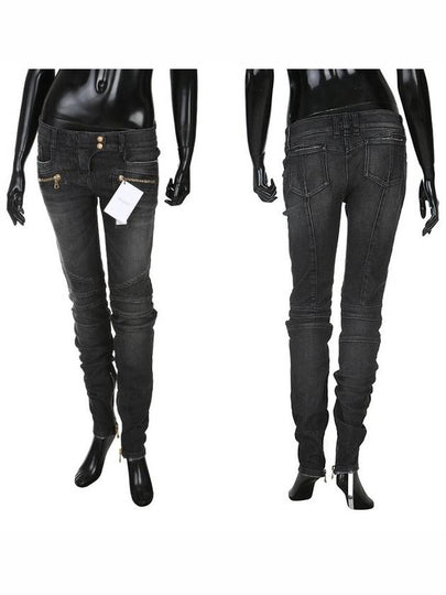 Low Rise Biker Skinny Jeans Black - BALMAIN - BALAAN 2