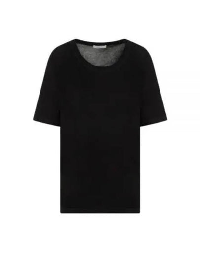 U-Neck Cotton Short Sleeve T-Shirt Black - LEMAIRE - BALAAN 2