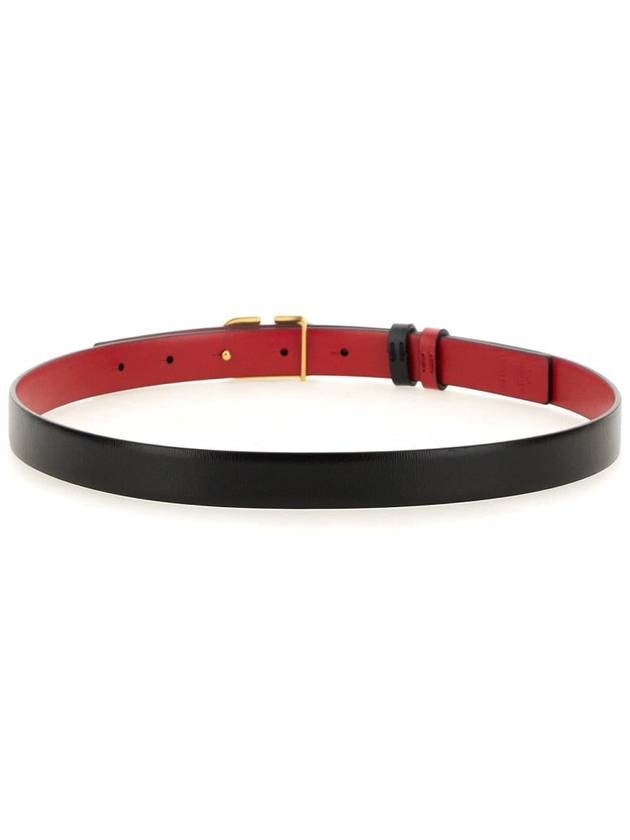 V Logo Signature Reversible Leather Belt Black - VALENTINO - BALAAN 4