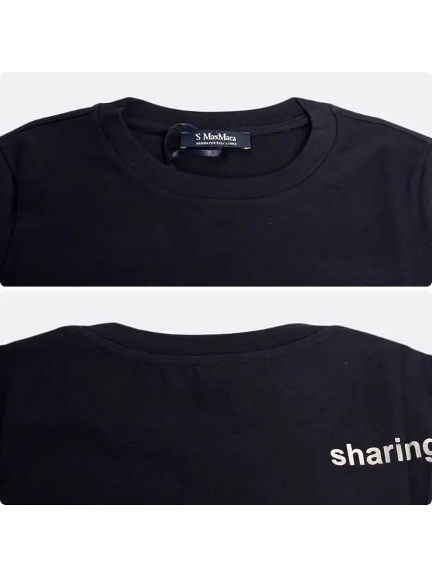 Women's Slogan Print Short Sleeve T-Shirt Navy - MAX MARA - BALAAN 6