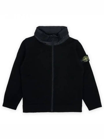 Stone Kids Waffen Patch High Neck Knit Zip up Jacket Black 7916513Z1 V0029 10 12A 271796 1101772 - STONE ISLAND - BALAAN 1