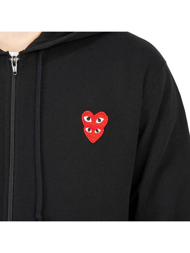 Play Double Red Heart Waffen Hooded Zip Up P1 T294 1 Black - COMME DES GARCONS - BALAAN 11