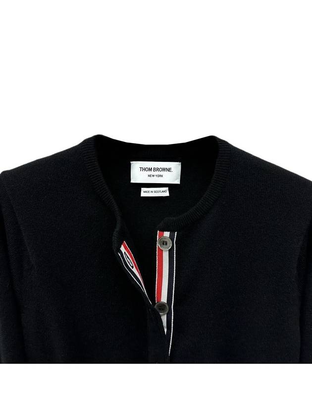 Crew Neck Cashmere Crop Cardigan Black - THOM BROWNE - BALAAN 5