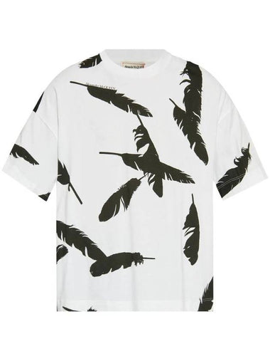 Feather print oversized t shirt 797816QZAM5 - ALEXANDER MCQUEEN - BALAAN 1