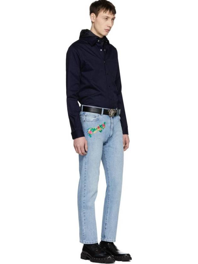 Embroidered Cropped Jeans - VERSACE - BALAAN 5