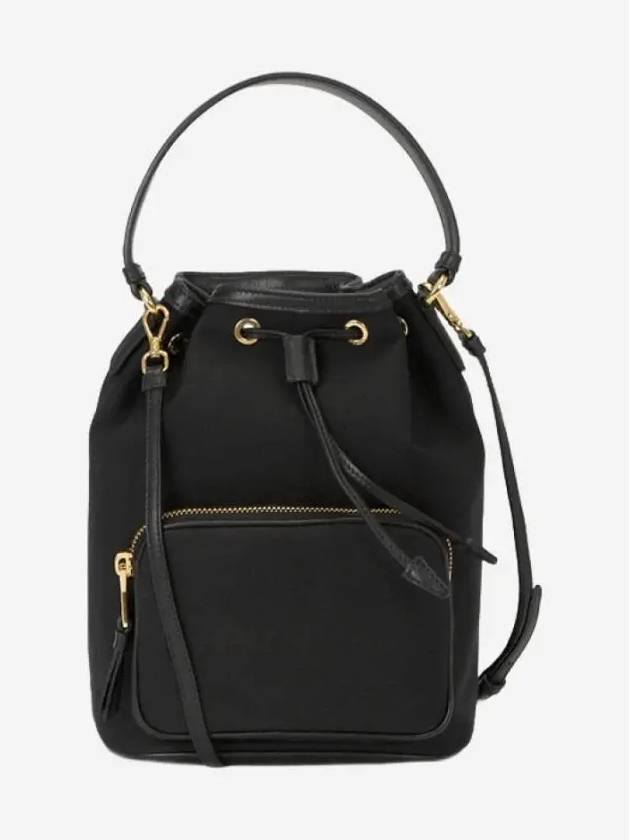 Logo Jacquard Lettering Bucket Bag Black - PRADA - BALAAN 2