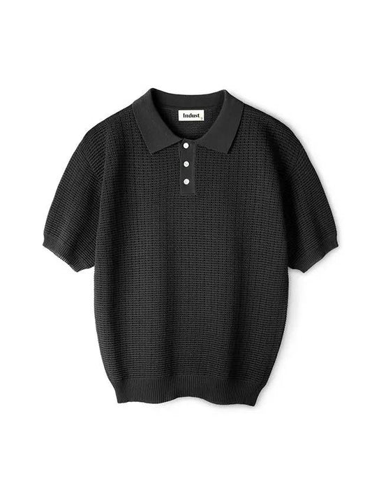 Crochet button collar half knit_black - INDUST - BALAAN 2