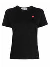 Mini Red Heart Wappen Short Sleeve T-Shirt Black - COMME DES GARCONS - BALAAN 3