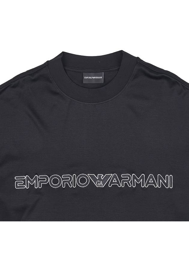 Embroidered Logo Short Sleeve T-Shirt Black - EMPORIO ARMANI - BALAAN 4