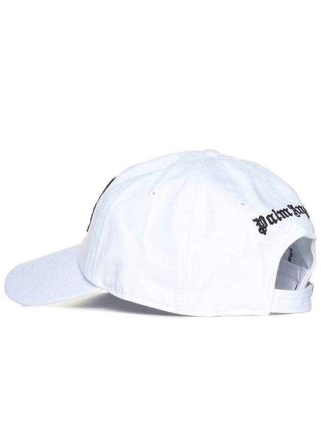 Monogram Embroidered Base Ball Cap White - PALM ANGELS - BALAAN 4