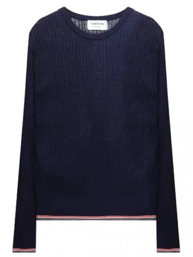 RWB trimmed lightweight cable wool knit - THOM BROWNE - BALAAN 1