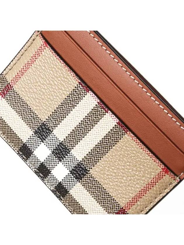 Check Print Leather Card Holder Beige - BURBERRY - BALAAN 6