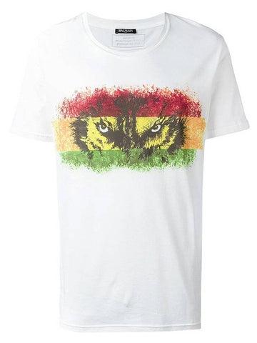 Wolf Rainbow Eyes Short Sleeve T-shirt White - BALMAIN - BALAAN 1