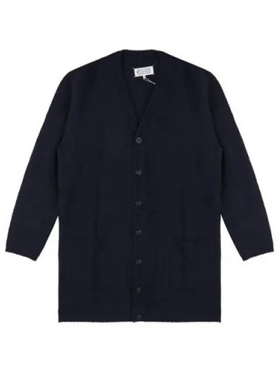 V Neck Wool Long Cardigan Navy - MAISON MARGIELA - BALAAN 2