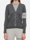 Cotton 4-Bar Milano Classic V-Neck Cardigan Medium Grey - THOM BROWNE - BALAAN 3