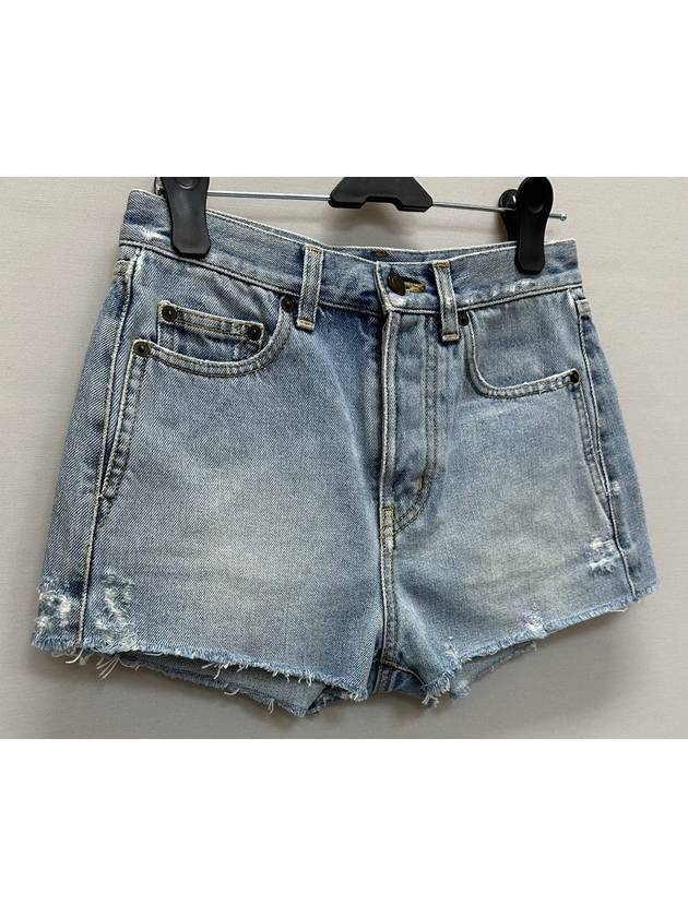 Blue Denim Slim Fit Short Pants 25 - SAINT LAURENT - BALAAN 2