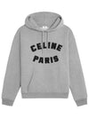 Paris Print Cotton Fleece Hoodie Grey Melange - CELINE - BALAAN 3