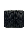 Matelasse Logo Nappa Leather Half Wallet Black - MIU MIU - BALAAN 3