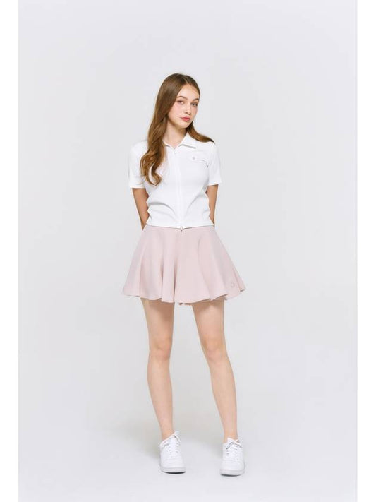 Women's Hello Buddy Flare Mini Skirt Beige - GOXO - BALAAN 2