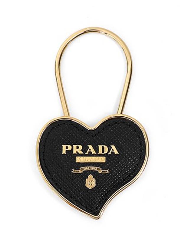 Heart Saffiano Leather Key Holder Black - PRADA - BALAAN 2