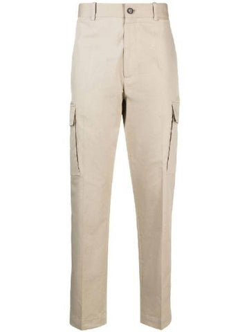 Logo patch slim cut cargo straight pants beige - MONCLER - BALAAN 1