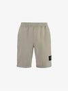 Stretch Nylon Badge Bermuda Shorts Dove Grey - STONE ISLAND - BALAAN 3