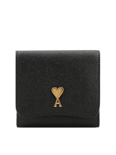 Metal Logo Compact Snap Half Wallet Gold Black - AMI - BALAAN 2