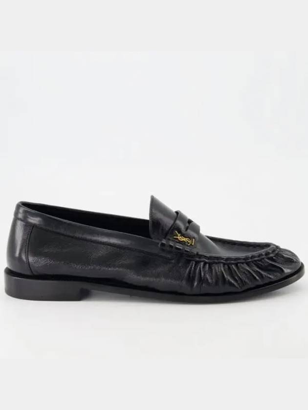 Le Signature Cassandre Logo Plaque Lamb Skin Loafer Black - SAINT LAURENT - BALAAN 2