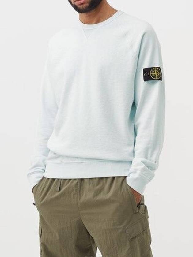 Garment Dyed Malfile Fleece Crewneck Sweatshirt Light Blue - STONE ISLAND - BALAAN 7