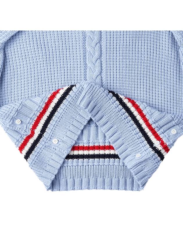 Men's Cable Stitch Merino Striped Wool Knit Top Light Blue - THOM BROWNE - BALAAN 9