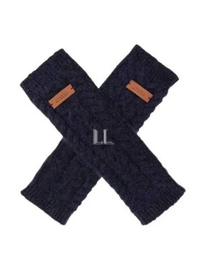 Treva Logo Patch Cable Knit Gloves Midnight - ISABEL MARANT - BALAAN 2