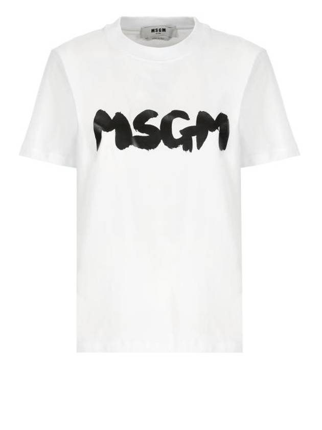 Brushed Logo Cotton Short Sleeve T-Shirt White - MSGM - BALAAN 2