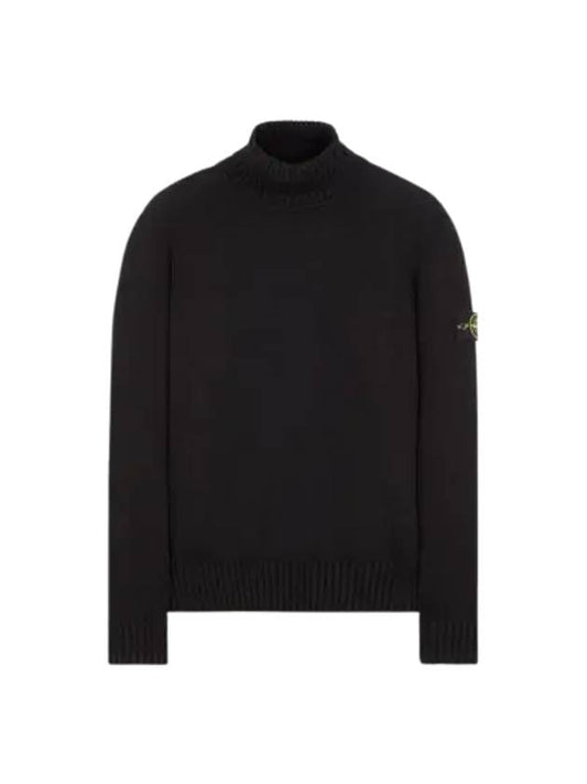 Wappen Patch Loose Fit Cotton Turtleneck Black - STONE ISLAND - BALAAN 2