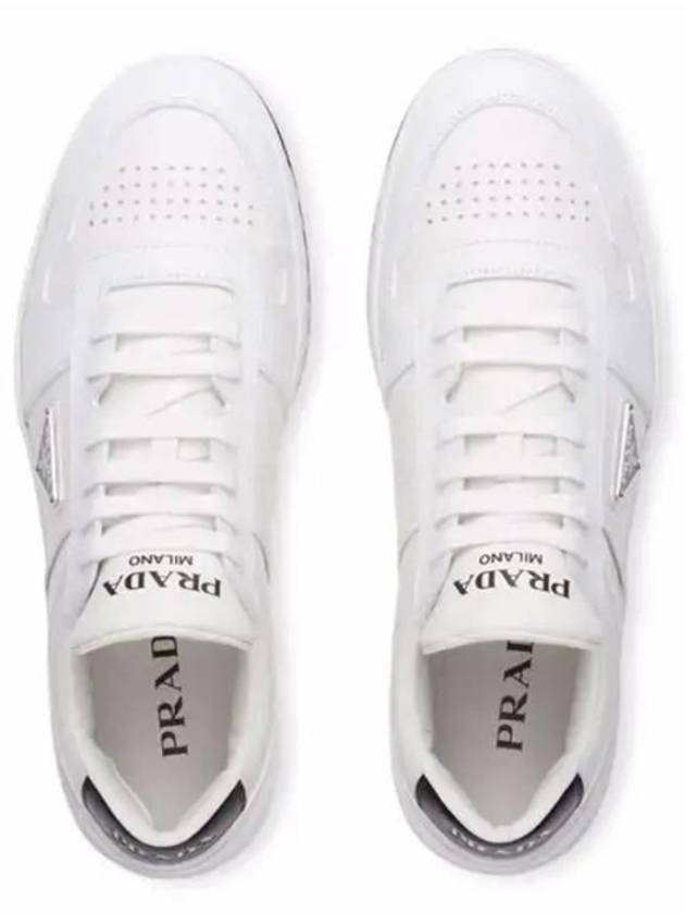 Downtown Triagle Logo Leather Low Top Sneakers White - PRADA - BALAAN 5