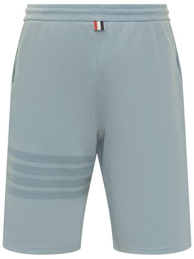 Men's Double Face 4 Bar Knit Sweatshorts Light Blue - THOM BROWNE - BALAAN 3