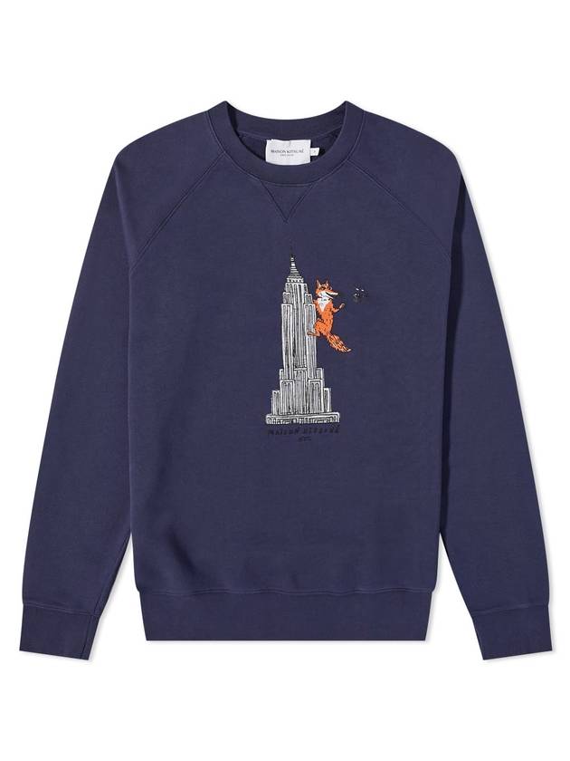 Men's Oly Empire Fox Cotton Sweatshirt Navy - MAISON KITSUNE - BALAAN 1