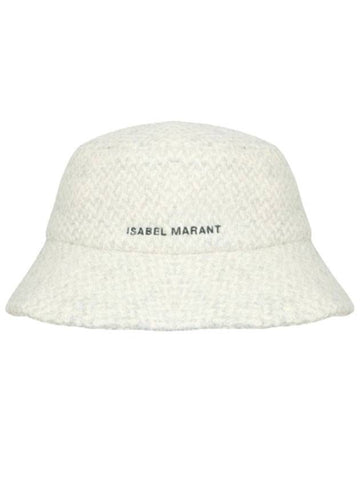 Denzi Logo Wool Bucket Hat Chalk - ISABEL MARANT - BALAAN.