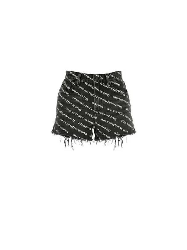 Grey Age Denim Bite Logo Shorts Black - ALEXANDER WANG - BALAAN 2