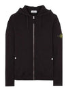 Logo Patch Cotton Zip Up Hoodie Balck - STONE ISLAND - BALAAN 2