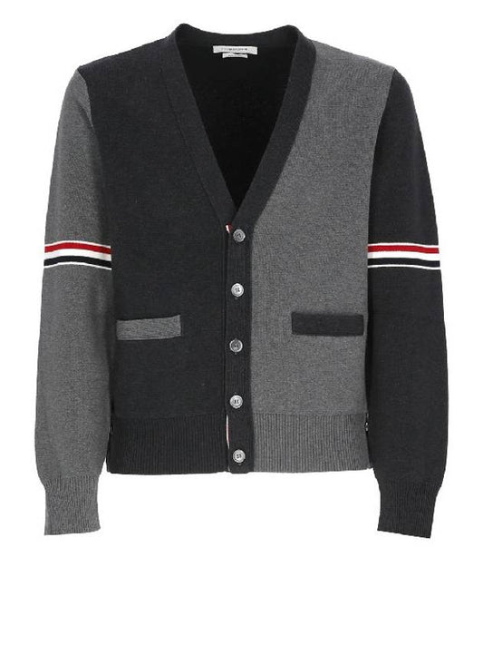 Funmix Cotton ArmBand V-Neck Cardigan Tonal Grey - THOM BROWNE - BALAAN 2