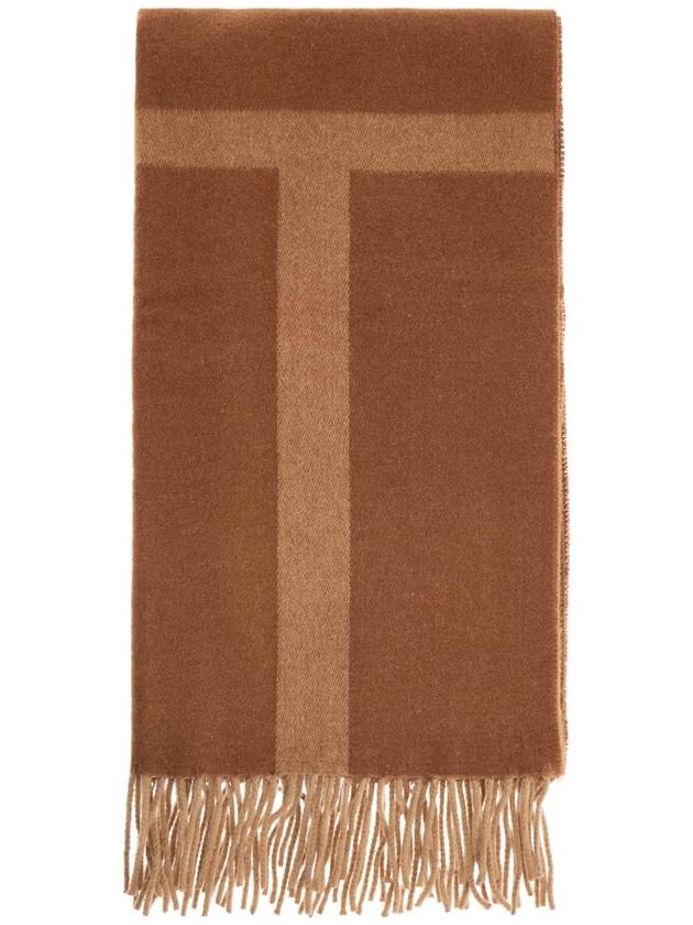 Monogram Logo Patch Jacquard Wool Muffler Brown - TOTEME - BALAAN 2