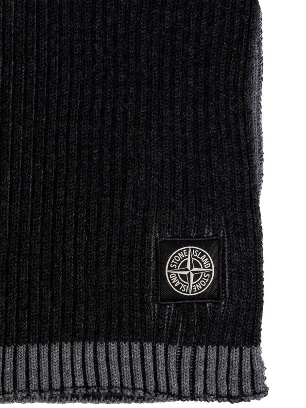 Stone Island Wool Scarf, Men's, Black - STONE ISLAND - BALAAN 4