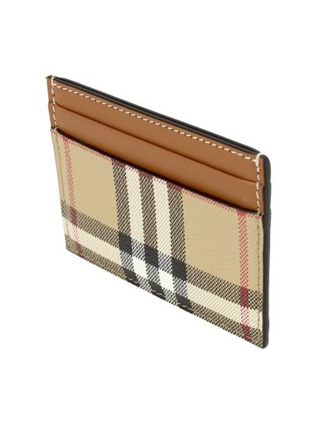 Check Print Leather Card Holder Beige - BURBERRY - BALAAN 5